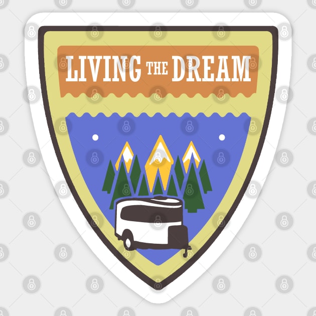 "Living the Dream" Airstream Basecamp Sticker by dinarippercreations
